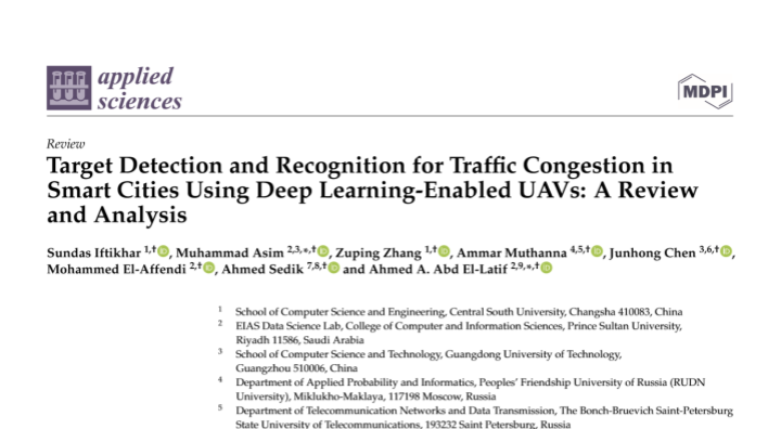 Impression of the publication "Target Detection and Recognition for Traffic Congestion in Smart Cities Using Deep Learning-Enabled UAVs: A Review and Analysis"
