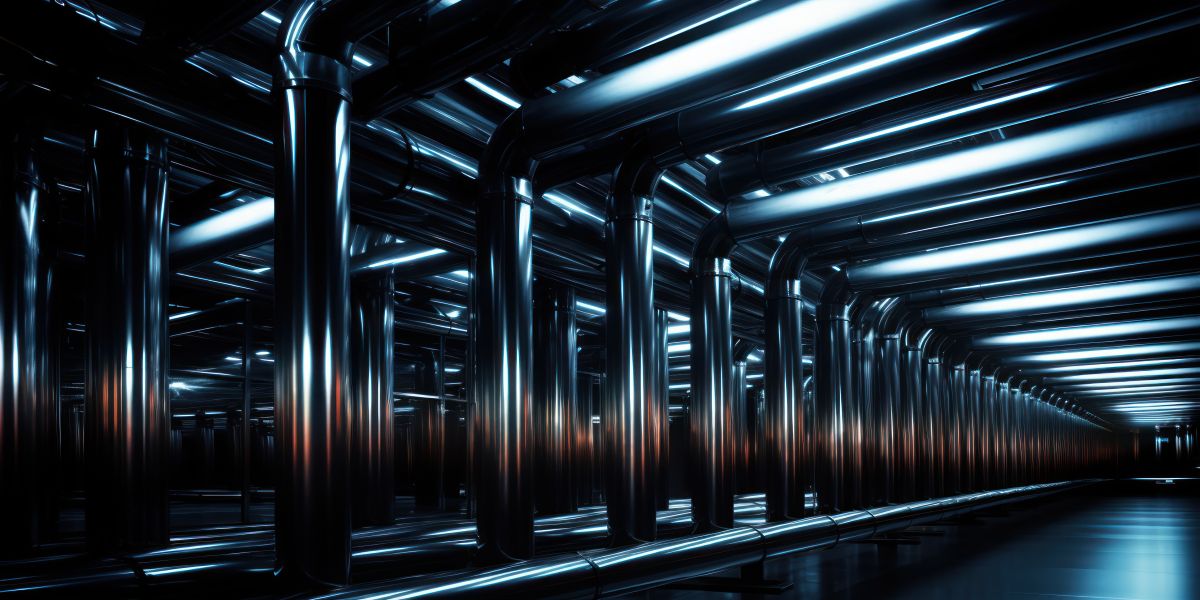 Small Illuminated Pipes Form Industrial Ballet Light Darkness