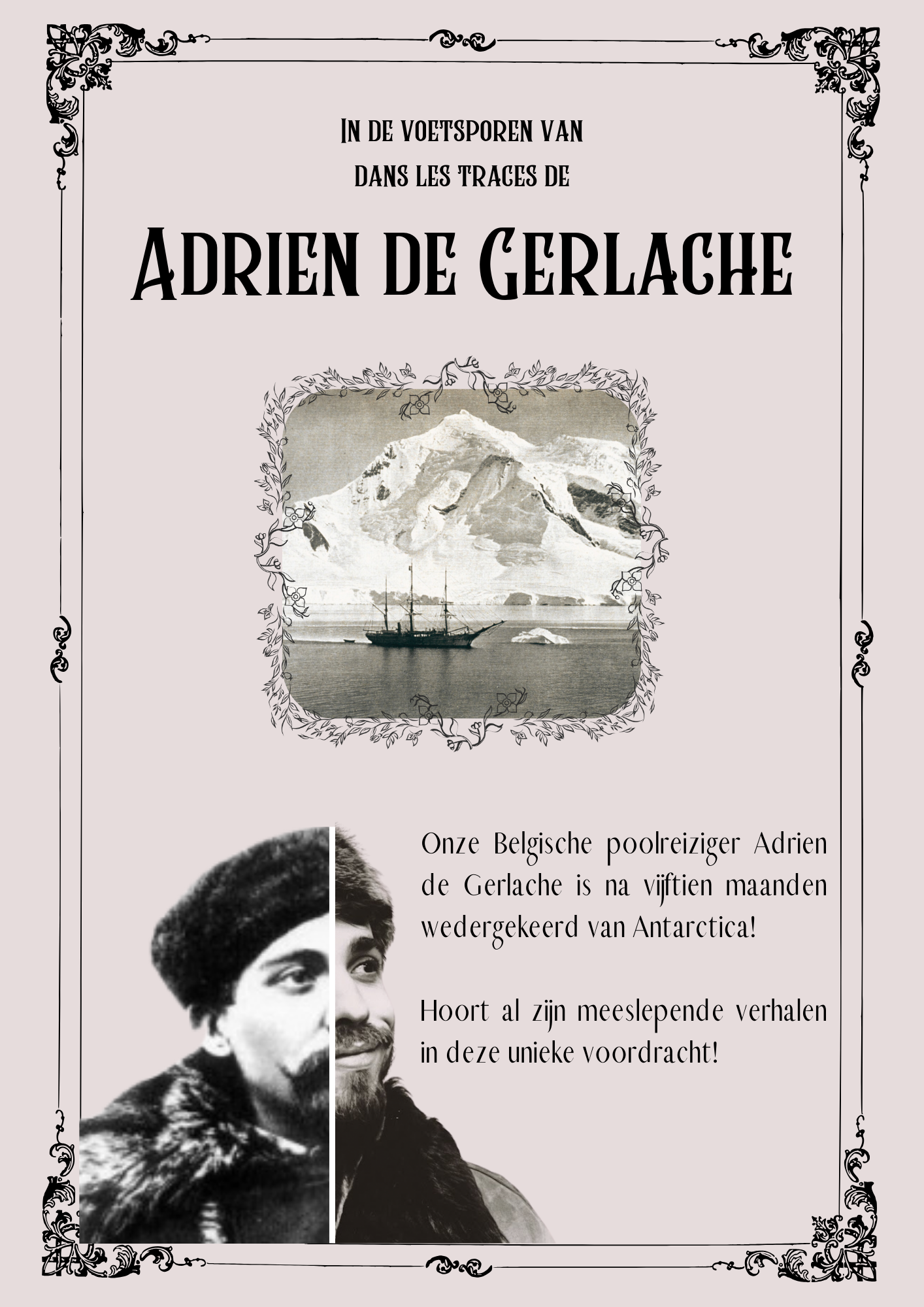 Promotie Poster Lezing Adrien De Gerlache door Robin Bonné