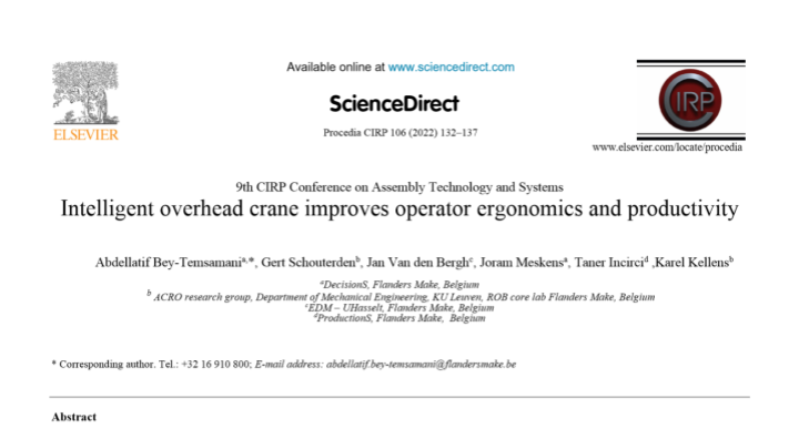 Impression of the publication "Intelligent overhead crane improves operator ergonomics and productivity"