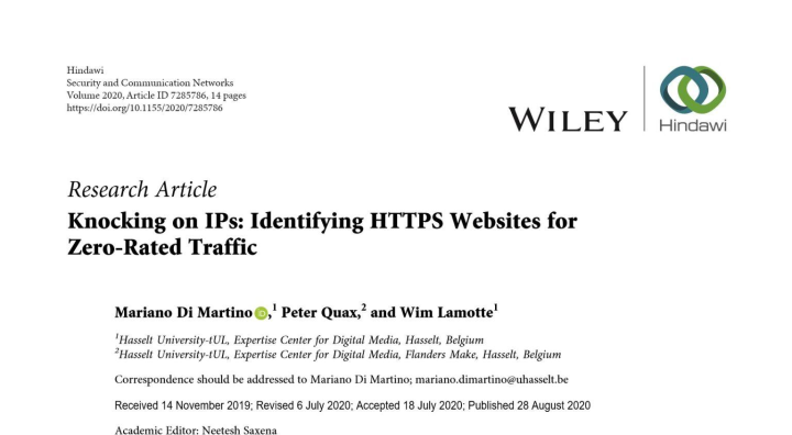 Impressie van Mariano's paper "Knocking on IPs: Identifying HTTPS Websites for Zero-Rated Traffic"