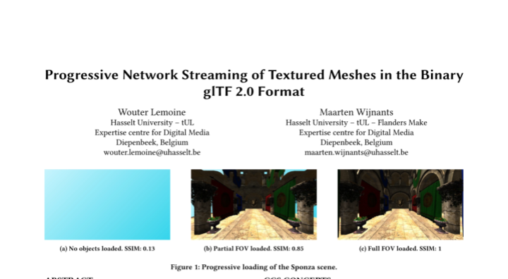 Impression of the publication "Progressive Network Streaming of Textured Meshes in the Binary glTF 2.0 Format"