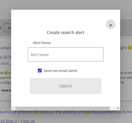 WOS Create search alert