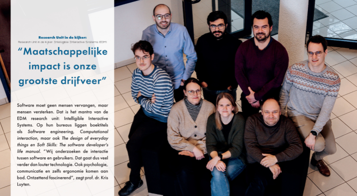 Impression of the Nu Weet Je Het article "Research Unit in de kijker: Intelligible Interactive Systems"