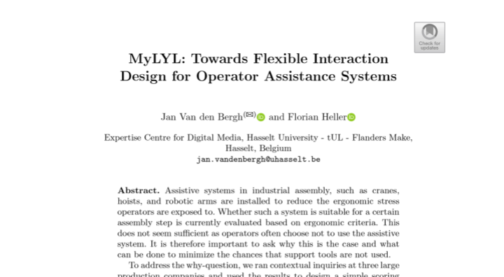 Impression of the paper "MyLYL: Towards Flexible Interaction Design for Operator Assistance Systems"