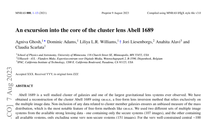 Impression of the publication "An excursion into the core of the cluster lens Abell 1689y"