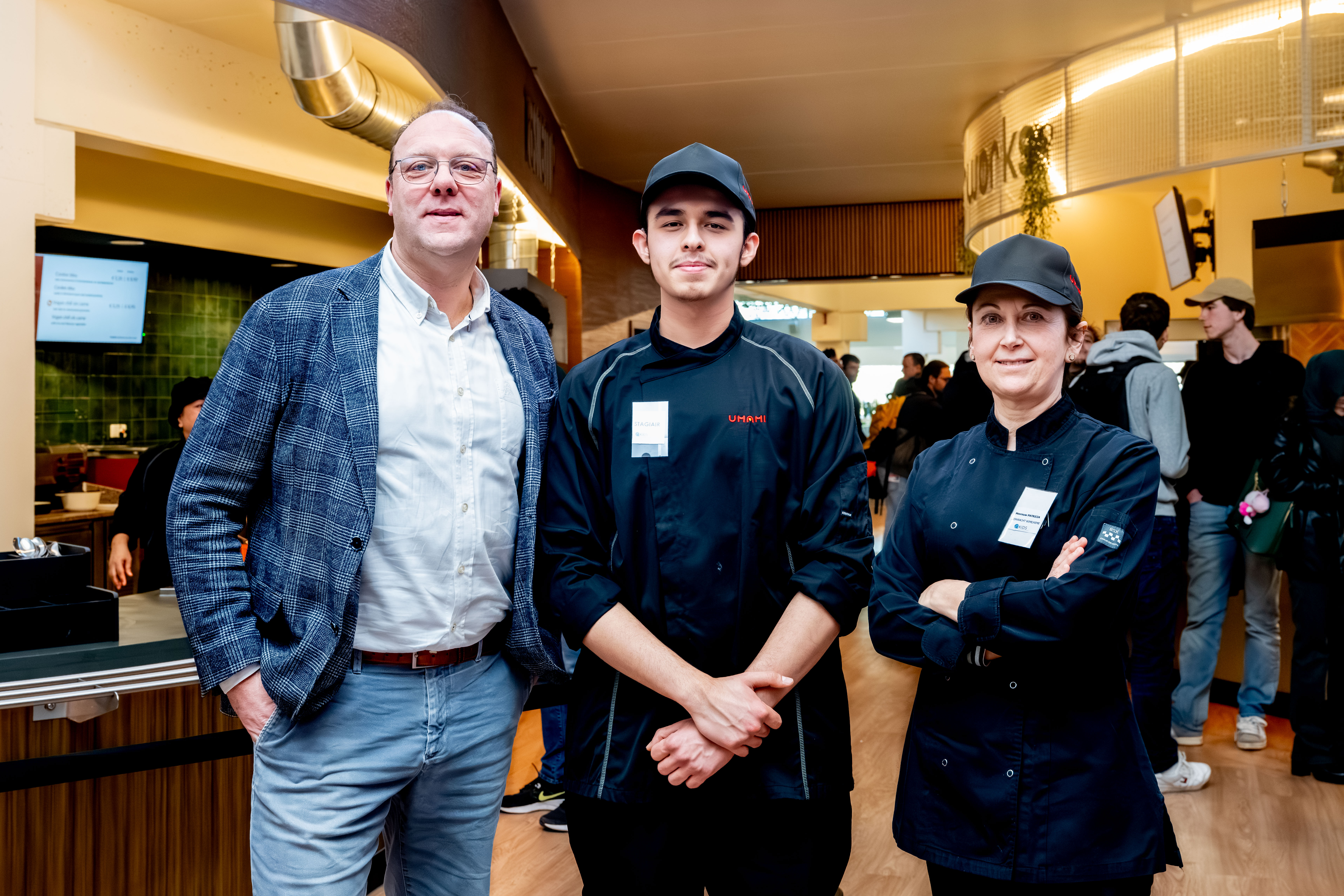 Johan Walters (Umami Catering), Stagiair Fahrican Erbey & Patricia Martini (Buso KIDS)