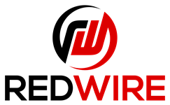 Redwire Logo Stacked Black Red
