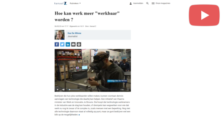 Impression of the Kanaal Z article and accompanying video "Hoe kan werk meer 'werkbaar' worden?"