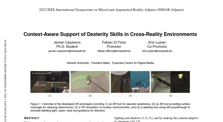 Impressie van de publicatie "Context-Aware Support of Dexterity Skills in Cross-Reality Environments"